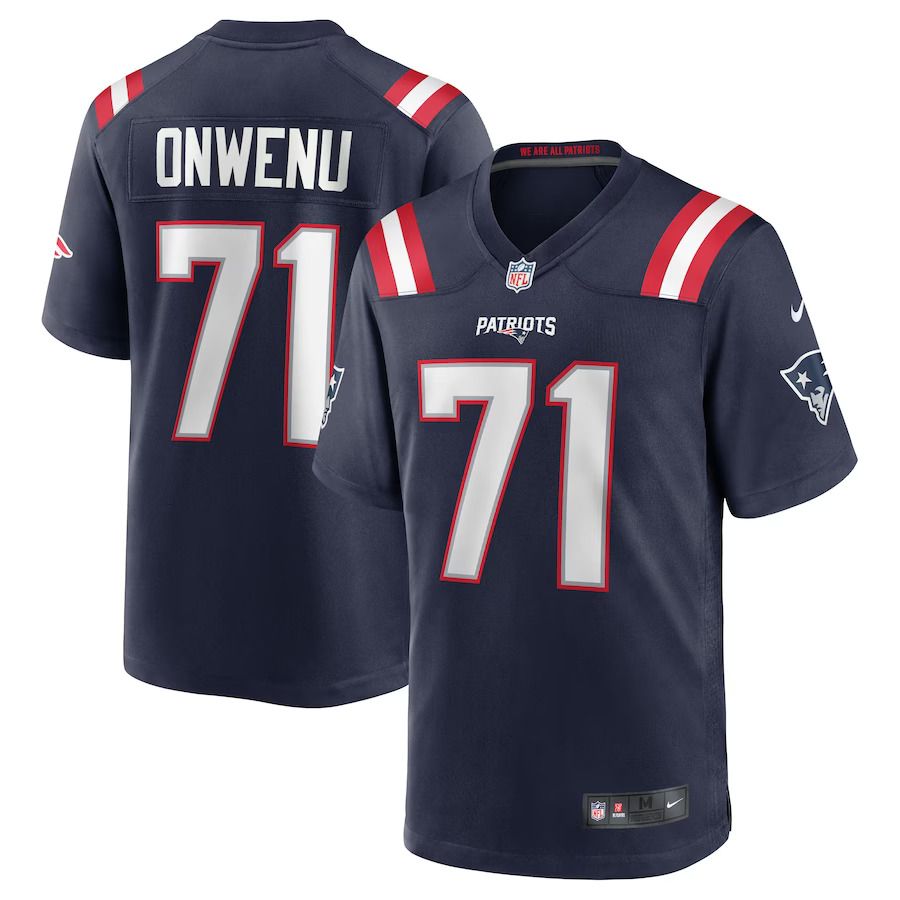 Men New England Patriots #71 Mike Onwenu Nike Navy Team Game NFL Jersey